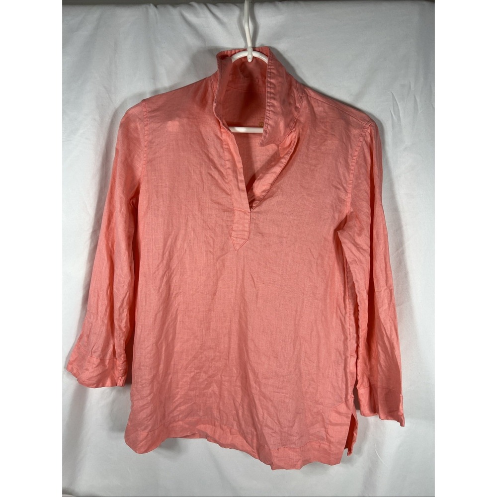 Lilly Pulitzer Women's XS Gasparilla Tunic 3/4 Sleeve 100% Linen Cheeky Melon